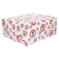 Cadeaupapier 18 jaar   rol 300 x 70 cm   verkeersborden   inpakpapier   18e verjaardag