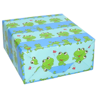 Cadeaupapier   rol   blauw/groene kikkers print   200 x 70 cm   inpakpapier