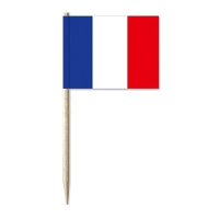 Cocktailprikkers van vlag Frankrijk   50x stuks   mini vlaggetjes   Franse versiering prikkertjes