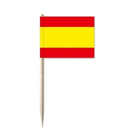 Cocktailprikkers van vlag Spanje   50x stuks   mini vlaggetjes   Spaans versiering prikkertjes