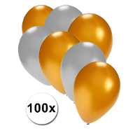 Gouden en zilveren feestballonnen 100x