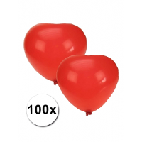 Hartjes ballonnen rood   100x stuks   huwelijk/verjaardag/valentijnsdag decoratie