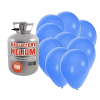 Helium tank met 50x ballonnen   blauw   Heliumgas   thema feest ballonnen pakket