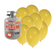 Helium tank met 50x ballonnen   geel   Heliumgas   thema feest ballonnen pakket