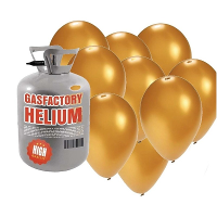 Helium tank met 50x ballonnen   goud   Heliumgas   thema feest ballonnen pakket