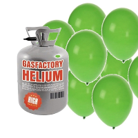 Helium tank met 50x ballonnen   groen   Heliumgas   thema feest ballonnen pakket