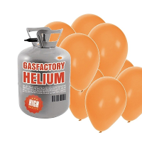 Helium tank met 50x ballonnen   oranje   Heliumgas   thema feest ballonnen pakket