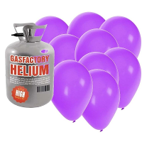 Helium tank met 50x ballonnen   paars   Heliumgas   thema feest ballonnen pakket
