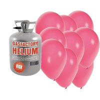 Helium tank met 50x ballonnen   roze   Heliumgas   thema feest ballonnen pakket