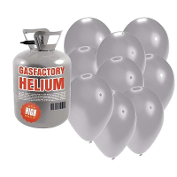 Helium tank met 50x ballonnen   zilver   Heliumgas   thema feest ballonnen pakket
