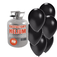 Helium tank met 50x ballonnen   zwart   Heliumgas   thema feest ballonnen pakket