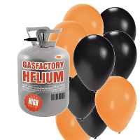 Helium tank met 50x ballonnen   zwart / oranje   Heliumgas   thema feest ballonnen pakket