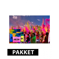 Holi poeder pakket   3 kleuren   roze   lichtblauw   geel   kleurpoeder