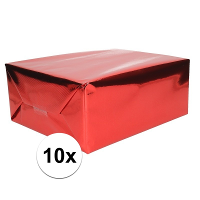 Inpakpapier   10x   rol   400 x 50 cm   metallic rood   cadeaupapier