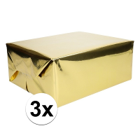 Inpakpapier/cadeaupapier   3x   400 x 50 cm   goud metallic   luxe papier