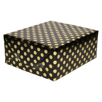 Luxe folie inpakpapier   cadeaupapier   zwart/gouden stippen   200 x 70 cm