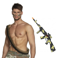 Shoppartners Militairen soldaten wapens   accessoires kogelriem en geweer   verkleden   carnaval