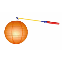 Shoppartners Oranje lampion 25 cm   met lampionstokje