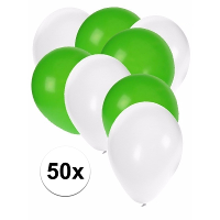 Shoppartners Party Ballonnen   50x stuks   wit groen   latex   27 cm   versiering