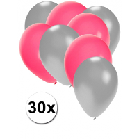 Shoppartners party ballonnen   roze en zilver   30x stuks   feestartikelen   versiering