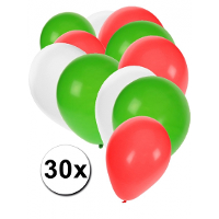 Party Ballonnen setje   groen wit rood   30x stuks   feestartikelen   versiering
