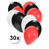 Shoppartners party ballonnen   wit/zwart/rood   30x stuks   feestartikelen   versiering