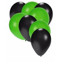 Shoppartners party ballonnen   zwart en groen   30x stuks   feestartikelen   versiering
