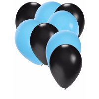Shoppartners party ballonnen   zwart en lichtblauw   30x stuks   feestartikelen   versiering