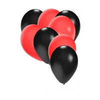 Shoppartners party ballonnen   zwart en rood   30x stuks   feestartikelen   versiering