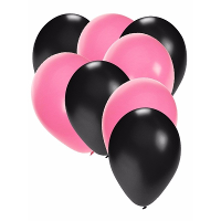Shoppartners party ballonnen   zwart en roze   30x stuks   feestartikelen   versiering