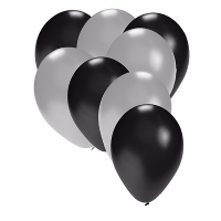 Shoppartners party ballonnen   zwart en zilver   30x stuks   feestartikelen   versiering