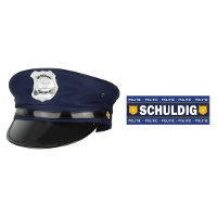 Politie accessoires set   voor volwassenen   politiepet   en een jij bent schuldig sticker
