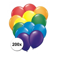 Shoppartners regenboog kleuren party ballonnen   200x stuks   latex   rond   27 cm