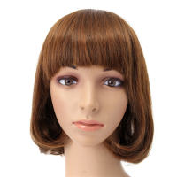 Short Wavy Curly Bangs Wig Hair Costume Cosplay Synthetic Full Wigs Cute High Temperature Fiber