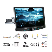 10,1 Inch Auto Radio met draaibaar touchscreen, 1 Din, Quad Core, 4+64GB ROM, Draadloos CarPlay, Android 15, FM radio on
