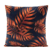 Sierkussen Elina   blauw/cognac   45x45 cm   Leen Bakker
