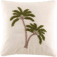 Sierkussen Ryo   off white/groen   45x45 cm   Leen Bakker