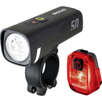 Sigma Aura 50 / Hiro 10 Set Fietsverlichtingsset LED lamp werkt op batterij werkt op een accu Zwart