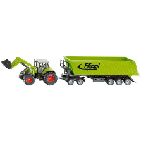 SIKU Farmer   Tractor met voorlader, dolly en kiepwagen met kantelbak modelvoertuig