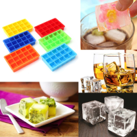 Silicone 15 Square Cube Ice Tray Mold Pudding Jelly Mould Party Bar