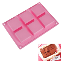 Silicone 6 Cavity Square Chocolate Jelly Ice Cube Cake Mold Mould