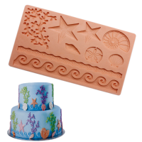 Silicone Adorable Coral Starfish Shell Ocean Embossing Cake Mold Mould Kitchen Tool