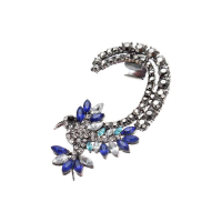 Silver Blue Rhinestone Parrot Ear Clip Wrap Earring For Women