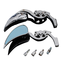 Silver Motorcycle Mirrors Teardrop Skull Blade Design C