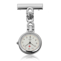 Silver Stainless Steel Nurse Doctor Brooch Quartz Pocket Watch