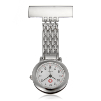 Silver Stainless Steel Quartz Brooch Doctor Nurse Pocket Watch