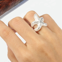 Silver Starfish Alloy Finger Ring For Women