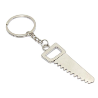 Silver Tool Saw Shape Zinc Alloy Charm Key Chain Keyring Gift