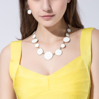 Simple Alloy White Enamel Round Flat Jewelry Set Summer New Style For Women