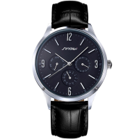 Sinobi 9546 Ultra Slim Leather Strap Men Quartz Wrist Watch